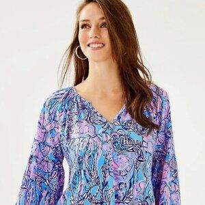 Lilly Pulitzer Winsley Top in Lapis Horshoe Bay, Size Small (NWT)
